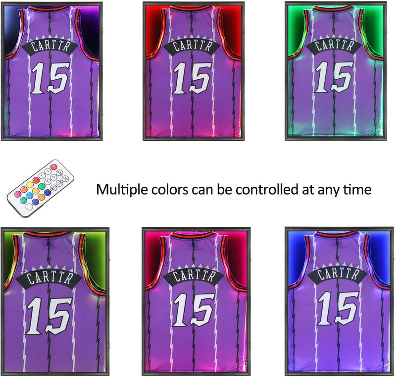 KCRasan LED Jersey Frame Display Case - Jersey case with led Lights - Large Lockable Frames Shadow Box with UV Protection for Baseball Basketball Football Soccer Hockey Sport Shirt, Black - Image 3